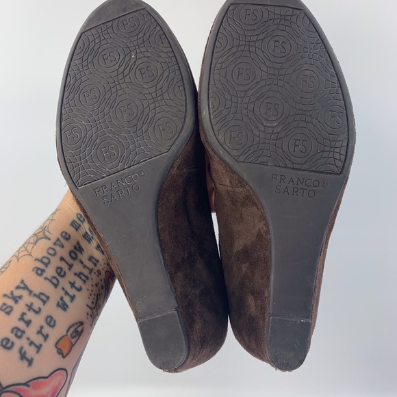 FRANCO SARTO Zeus 2 Brown Suede Wedge Heels Sz 7 - Picture 7 of 8